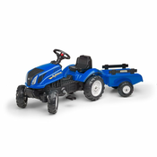 Falk traktor na pedale s prikolicom - New Holland plavi