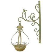 Casa Padrino Art Nouveau Wall Bird Bath Green/Rust 19 x H. 53 cm - Metal Wall Bird Bath - Garden & Terrace Decoration Accessories - Baroque & Art Nouveau Decoration Accessories