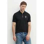 Polo majica Karl Lagerfeld za muškarce, boja: crna, s tiskom, 543221.745400