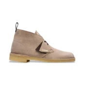 Clarks za moške. 26180643 Puščavski usnjeni škornji bež barve (42.5), Ravna stran, Semiš, Čipke, Priložno