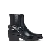 Tommy Jeans Škornji Tjw Buckle Leather Cowboy Boots EN0EN03143 Črna