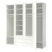 PLATSA Garderober s 8 vrata i 6 fioka, bela/FONNES bela, 240x57x241 cm