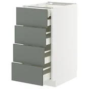 METOD / MAXIMERA Pod.elem.4fronta/2donj/3sred.fioke, bela/Nickebo mat sivozelena, 40x60 cm