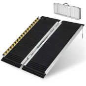 UNBRANDED 91 x 74 cm klančina za invalidski voziček, prenosna in protizdrsna zložljiva rampa, nosilnost do 272 kg, aluminij