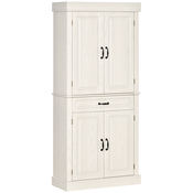 HOMCOM HOMCOM Kuhinjska kredenca z 2 omarama in predalom, lesena enota za shrambo v kolonialnem slogu, 80x35x180 cm, bela, (20754079)