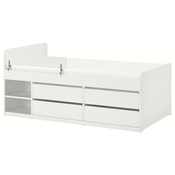 SLÄKT / NATTAPA Okvir krev s odl+zašt ogr+letv osn, bela, 90x200 cm