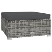 Vidaxl Vrtni stolček za noge z blazino siv 70x70x30 cm poli ratan