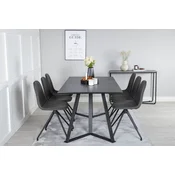 Venture Design Jedilna miza in stol komplet Marina in Polar miza 75x180x90 cm stol 54x88x44 cm črna
