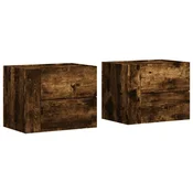 Vidaxl Stenska nočna omarica 2 kosa dimljeni hrast 45x30x35 cm