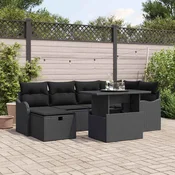 Sjedeća garnitura za vrt 7 kom. Crna poliratan 232,5 x 122,5 x 85 cm