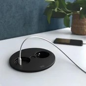 BACHMANN vgradna vtičnica TWIST 2 okrogla, vtičnica Schuko, USB, črna mat