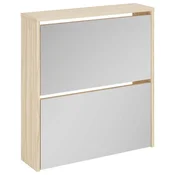 Vidaxl Omarica za čevlje 2 nadstropna z ogledalom hrast 63x17x67 cm