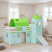 Homestyle4U Pograd za otroke, 207,5x228x217,5 cm, bela, zelena