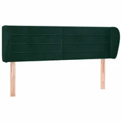 Vidaxl Vzglavje z ušesi temno zeleno 147x23x78/88 cm žamet
