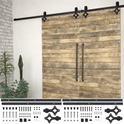Vidaxl Komplet opreme za drsna vrata 2 kosa 183 cm jeklo črne barve