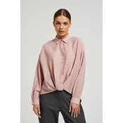 Womens shirt with asymmetrical hem MOODO - pink