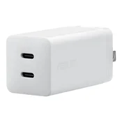 Polnilec ASUS AC65-05 GaN, 65W PD, 2xUSB-C, kabel, beli