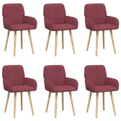 vidaXL vidaXL Jedilni stoli 6 pcs Blago Vinorodna rdeča 56,5 x 50 x 87,5 cm, (5000296651)
