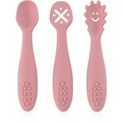 PETITE&MARS Set 3 silikonskih žličk za trening Take&Match Dusty Rose 6m+