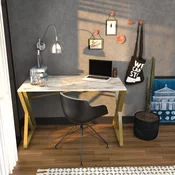 Hanah home Radni sto 120x75x60?cm Belo-Zlatni