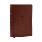 NKJV Giant Print End-Of-Verse Reference Bible, Brown Leathersoft, Red Letter, Comfort Print