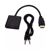 FAST ASIA Adapter HDMI (M) - VGA D-sub (F) + Audio kabl 3.5mm (MM) crni