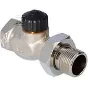 slomart Ravni termostatski ventil standardni DN25 nikljan/črn pokrovček/kvs 4.20, brez prednastavitve