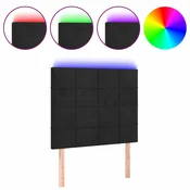 Vidaxl LED posteljno vzglavje črno 100x5x118/128 cm žamet