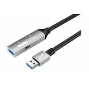 PremiumCord USB 3.2 ponovitveni in podaljševalni kabel moški-ženska, 5Gbps, aluminij, 15 m