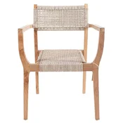 Casa Padrino luxury dining chair with armrests natural 60 x 50 x H. 85 cm - Luxury solid wood garden chair with rattan weave - Dining room furniture - Garden furniture