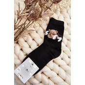 Warm cotton socks with teddy bear, black