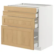 METOD / MAXIMERA Podni element 4 fronta/4 fioke, bela/Forsbacka hrastovina, 80x60 cm