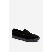 Mens Suede Loafer Shoes Zazoo 1574 Black
