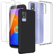 Nikcorp Set 2x maskica za TCL 403, crna i prozirna + 2x kaljeno staklo, potpuna 360° zaštita, TPU silikon, 6.0