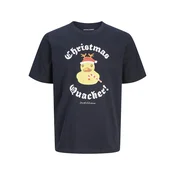 JACK & JONES Majica JJXmas Funny marine/svetlo rumena/živo rdeča/off-bela