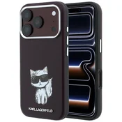 Premium maskica Karl Lagerfeld Smooth Leather KC Bodies Sketch MagSafe za iPhone 17 Pro / 18 Pro / 18 Pro - burgundy