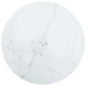 Stolna ploca bijela O 60 x 0,8 cm staklena s mramornim uzorkom