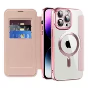 Etui SmartMag Book z Magsafe tehnologijo in RFID denarnico za iPhone 14 Pro Max - pink
