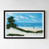 tulup.si Slika iz maha z okvirjem Ljubitelji na plaži Črni okvir MDF 63x43 cm
