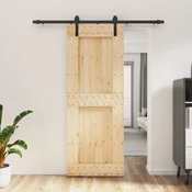 vidaXL Drsna vrata Naravna in črna 80 x 210 cm Masiven borov les