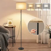 Nettlife NETTLIFE zatemnljiva LED talna svetilka retro tkaninski senčnik za dnevno sobo s povlecnim stikalom, (22148932)