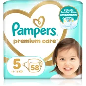 Plenice Pampers Premium Care Jumbo Pack, velikost 5, 58 kos.
