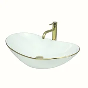 shumee GTM Design Aufsatzwaschbecken 62 cm - Glanz Modern Waschbecken ohne Hahnloch - Elegant Aufsatzwaschbecken Oval für Badezimmer und Gäste WC - nur Bad Waschbecken