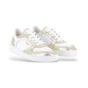 Zadig & Voltaire za dekleta. X60285 Bele, zlate usnjene športne copate (30), Bela, Zlato, Ravna stran, Čipke, Priložnostno, o