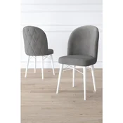 Hanah Home set trpezarijskih stolica Bika 6 kom, siva tkanina Babyface, bele drvene noge
