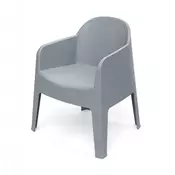 Prosperplast Plastični stol z naslonjali MILANE, siv, 60 x 58 x 73,5 cm