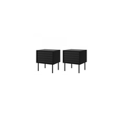 SET od 2 noćna stočića CORTINA 51x45 cm crne boje