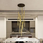 EMIBIG LIGHTING Visoka svetilka Selter, zlata, 17-svetilna, kovinska - Dnevna soba/jedilnica - zlata, črna - Kovina