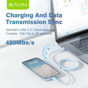 BAVIN Kabl 18W 1m type-A na Micro/ bela
