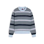 Tommy Jeans Pulover ESSENTIAL mornarska / pastelno modra / krvavo rdeča / bela